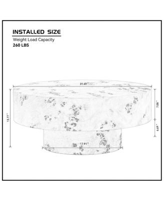 Burl Wood Veneer Coffee Table with Sturdy Pedestal