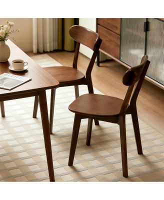 Set of 2 100% Solid Wood Dining Chairs, Mid Century Modern Walnut Chairs.