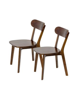 Set of 2 100% Solid Wood Dining Chairs, Mid Century Modern Walnut Chairs.