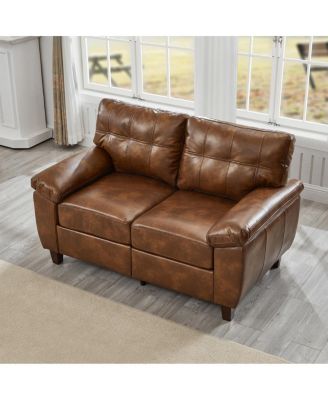 59" Modern Faux Leather Loveseat Couch with Storage and Big Armrests