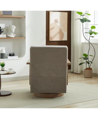Swivel Upholstered Accent Chair with Solid Wood Armrests