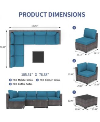7-Piece Outdoor Patio Furniture Set, All-Weather Polyethylene Rattan Sectional Sofa, Stylish Woven Design, Garden, Porch, Poolside