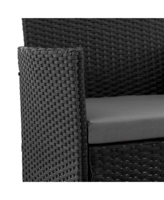 4 Piece  Outdoor Conversation Patio Set with 2 Armchairs 1 Loveseat and Tempered Glass Coffee Table for Backyard Garden Porch