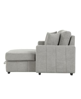 90" L-Shaped Sleeper Sofa w/ Storage Chaise & Cup Holders