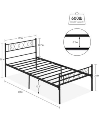gaomon Twin-XL Bed Frame with Headboard and Footboard for Girls and Boys, Metal Platform Bed Frame with Iron-Art Sweet Heart, Under Bed Storage