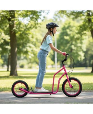 Youth Scooter with Adjustable Handlebar and 16/14-Inch Inflatable Wheels