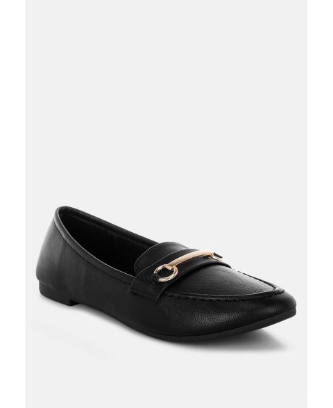 Женские туфли London Rag Oliot Horsebit Detail Flat, цвет: Чёрная искусственная кожа
