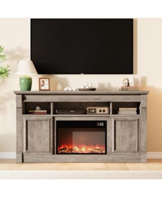 58" Fireplace TV Stand with 36" Electric Fireplace & Storage