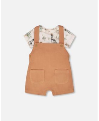 Baby Boys Cotton Jersey Onesie and Cotton Rib Shortall Set