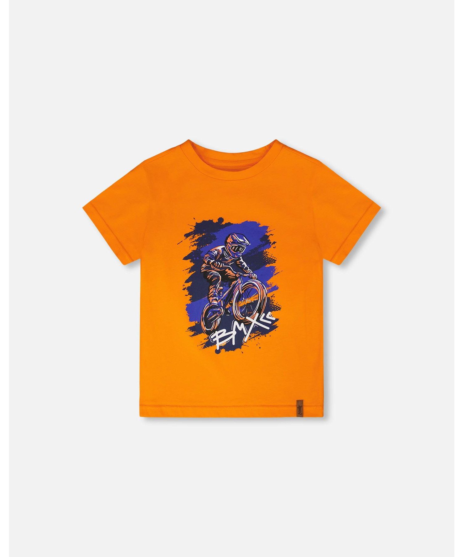 Toddler Boys Cotton Jersey T-Shirt with Bmx Print Orange - Toddler|Child