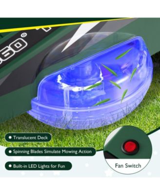 12V Ride on Lawn Mower for Kids with Dual Control Sticks and LED Lights-Green