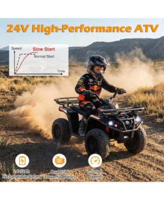 24V Electric Ride On Quad with LED Headlights-Black