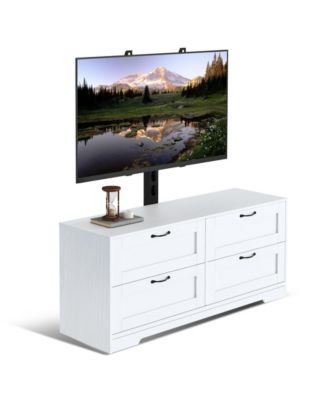 TV Stand with Mount and 4 Drawers Storage Fits 32/45/55/65/75/80 Inch TVs,Entertainment Center w/Height Adjustable Mount