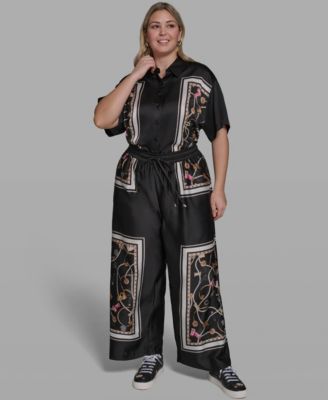 Plus Size Printed Collared Shirt