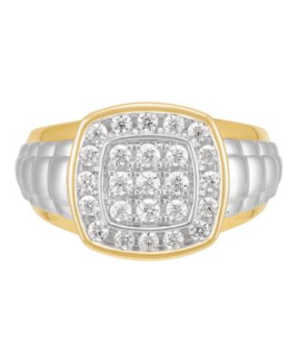 Lab Grown Diamond Cluster Ring (1 ct. t.w.) in 14k Yellow Gold Plated Sterling Silver with Rhodium