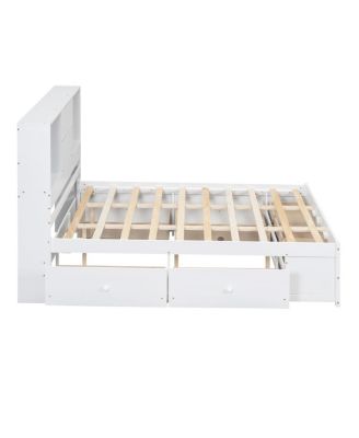 Platform Bed with Storage Headboard and 8 Drawers