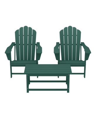 3-Piece Adirondack Chairs with Cup Holders and Coffee Table Set