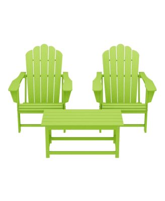 3-Piece Adirondack Chairs with Cup Holders and Coffee Table Set