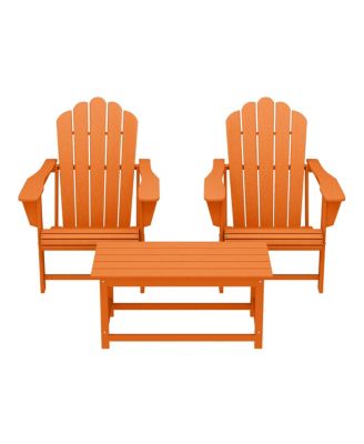 3-Piece Adirondack Chairs with Cup Holders and Coffee Table Set