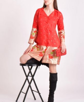 Women's Jacquard Butti Silk Mini Blazer Dress