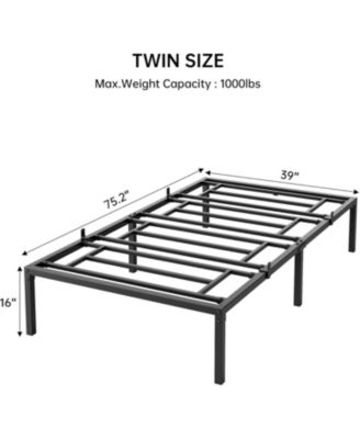 16 Inch Bed Frame No Box Spring Needed, Heavy Duty Metal Platform Bed Frame Size for Bedroom Easy Assembly, Noise Free