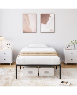 16" Bed Frame, Heavy Duty Metal Platform Bed Frame, Noise Free Full Bed Frame with Under-Bed Storage and Steel Slats Support