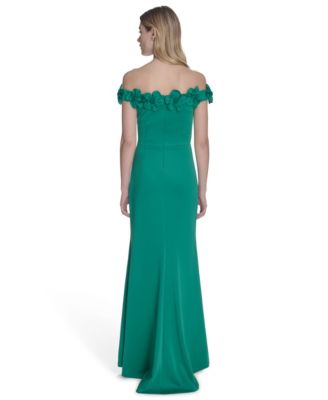 Petite Off-The-Shoulder Floor Length Gown