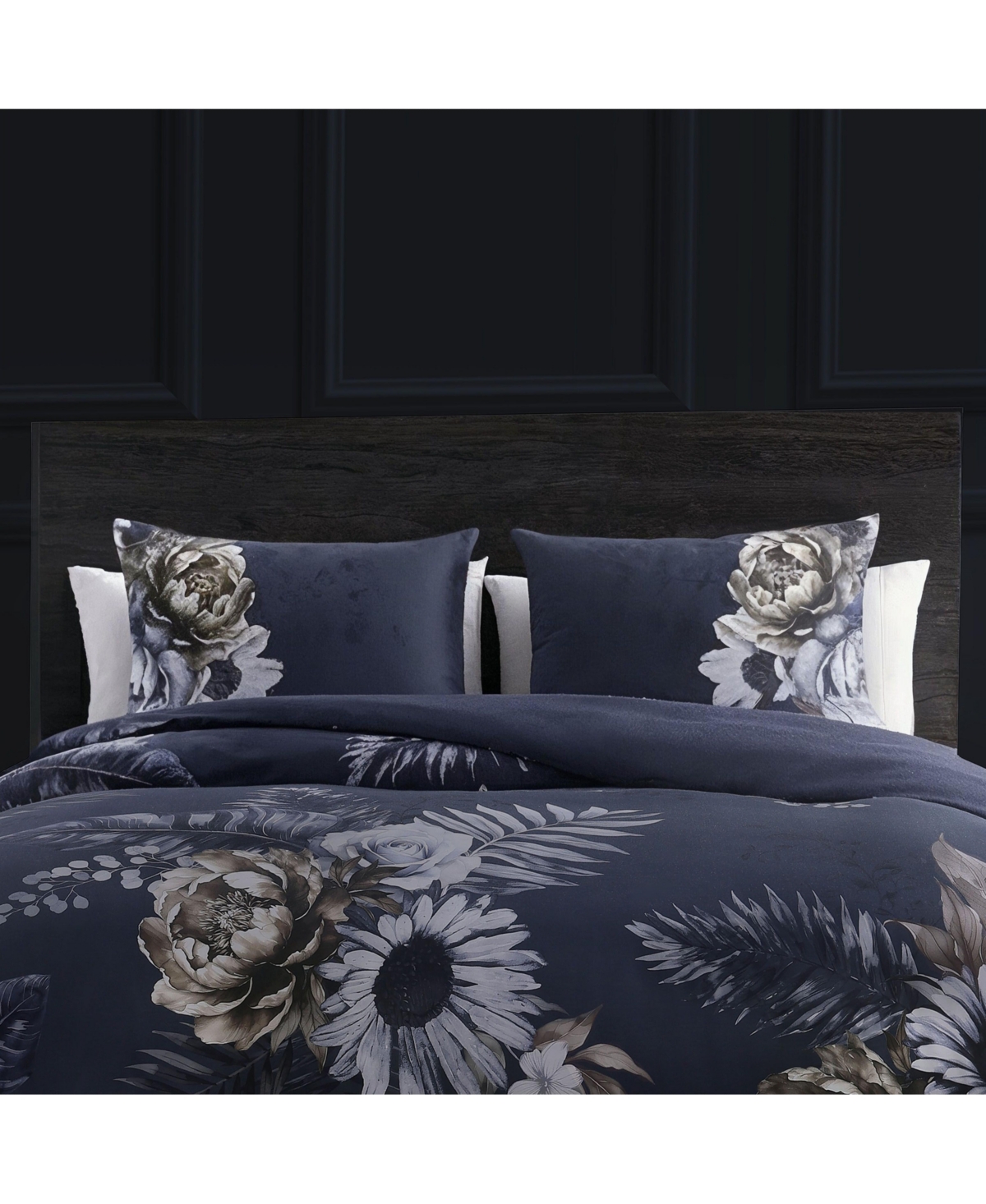 Bebejan Daisy Blue Bedding 200 Thread Count 100% Cotton Sateen 3 Piece Reversible Queen Duvet Cover Set