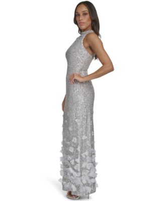 Women's Sequin 3D Floral Gown