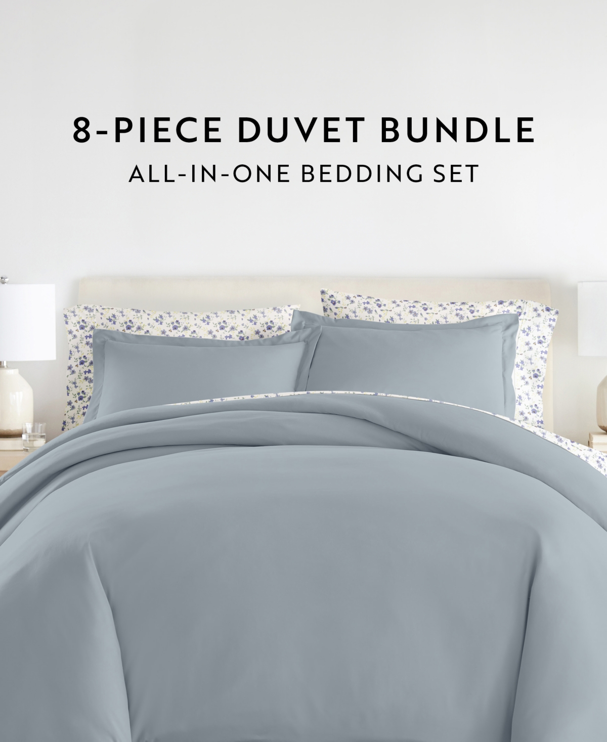ienjoy Home Bedding Bundle 8-Piece Comforter with Duvet Cover Set