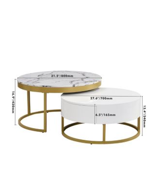 Streamdale Modern Round Nesting Coffee Table with Drawers