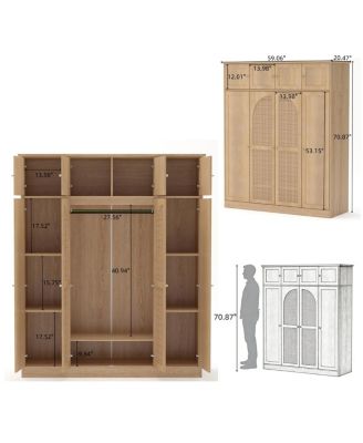  8-Door Rattan Wardrobe with Flexible Storage