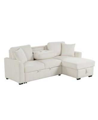 Streamdale L-Shaped Sleeper Sofa w/ Storage Chaise & Cup Holders