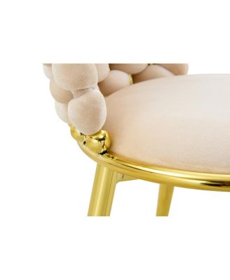 Set of 2 Modern Luxury Velvet Dining Chairs with Gold Legs & Woven Rope