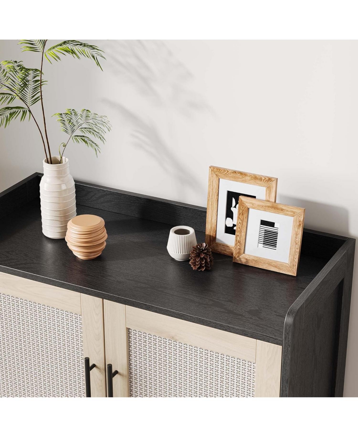 gaomon Oak Farmhouse Rattan Shoe Cabinet