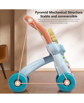 2-in-1 Baby Push Walker & Activity Center - Adjustable & Anti-Tip Design for First Steps