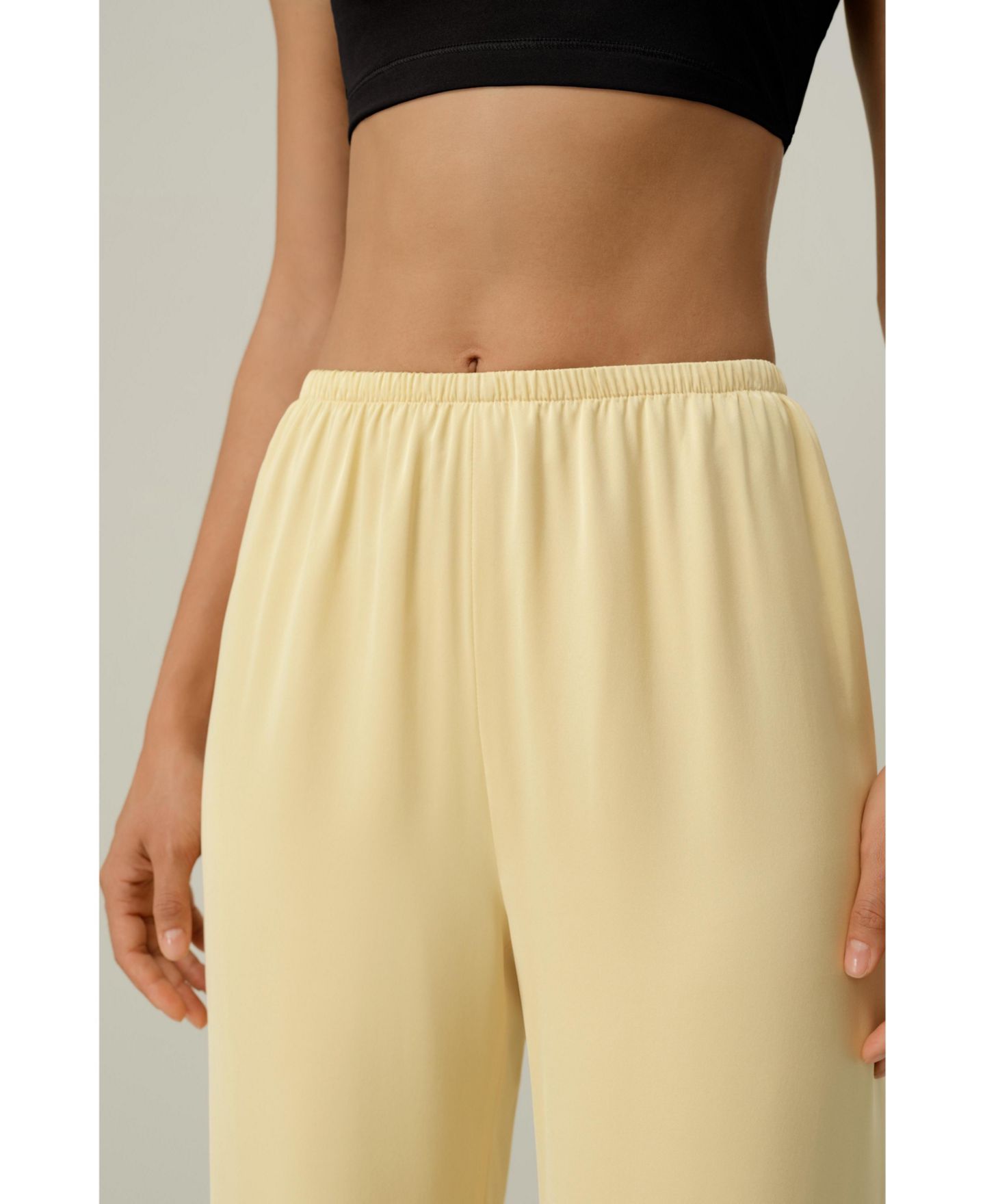 Женские брюки LILYSILK Stretch Silk Georgette Straight-Leg, цвет: Сливочный — фото 6