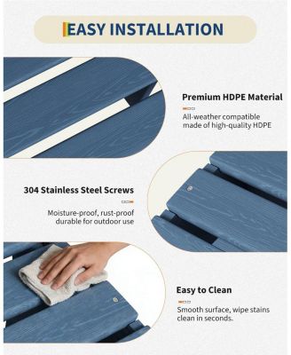 Folding Adirondack Ottoman - HDPE All-Weather Outdoor Footrest for Patio, Deck, Lawn, Poolside - Weather-Resistant