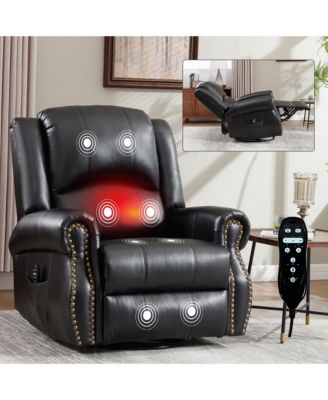 Heat Massage Manual Recliner Chair with Rocker and Swivel for Living Room