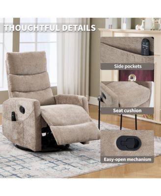 Heat Massage Chair, Manual Recliner Chair with Rocker and Swivel, Green