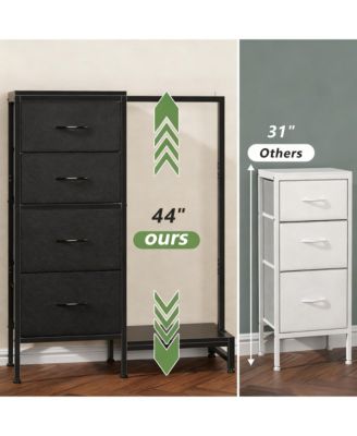 44" Tall 2-in-1 Dresser & Rack, 4 Drawers, Reversible, Sturdy
