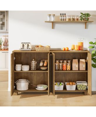 59" Sideboard, 4-Door Storage Cabinet with Shelves, Buffet TV Stand, Modern Vintage Coffee Bar Cabinet