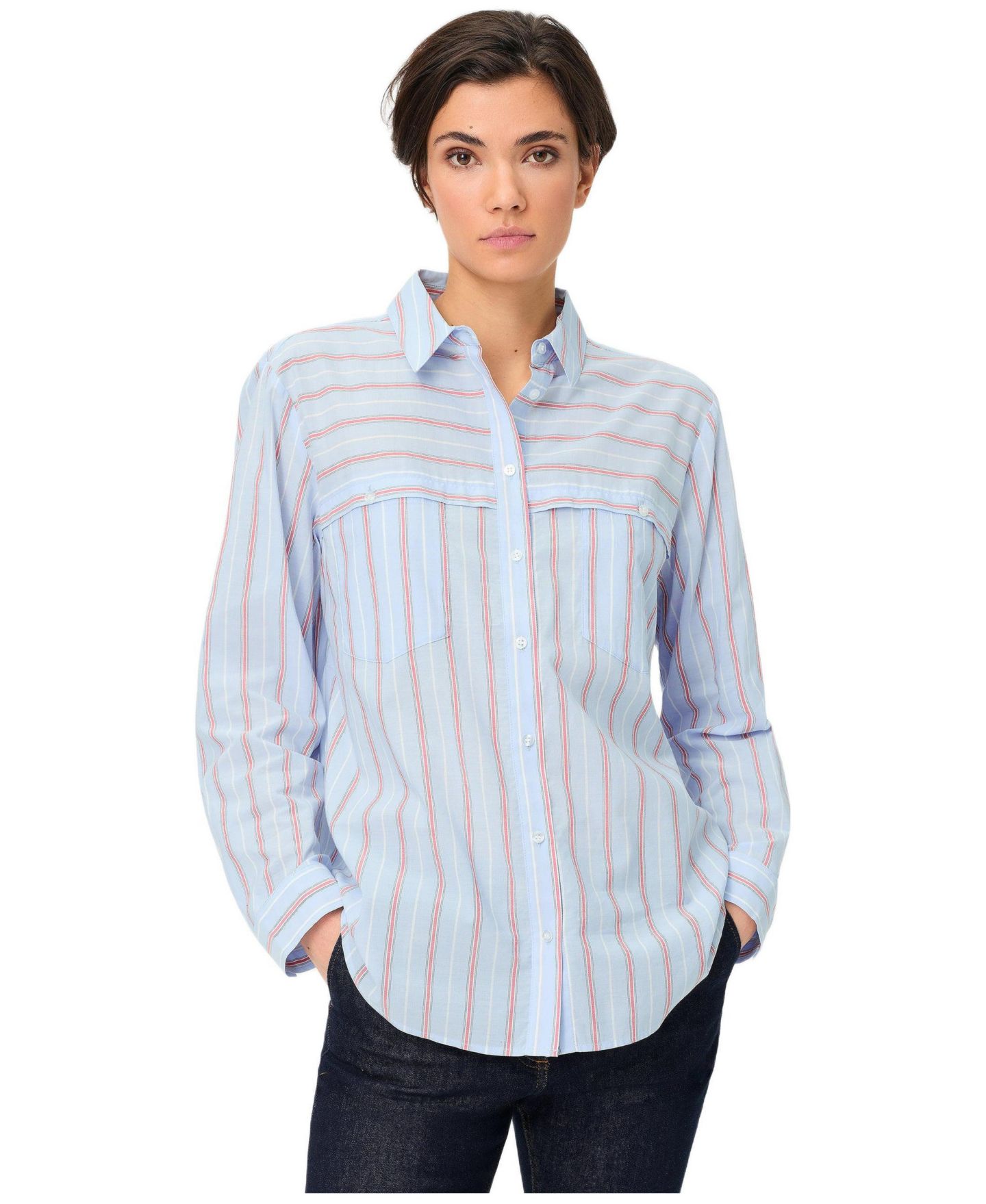 Женская рубашка Olsen Striped, цвет: Облачный синий — фото 1