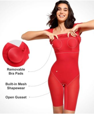 Women's Shapewear Short Sleeve Low-Back Bodycon Midi Dress