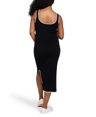 Maternity Motherhood Sleeveless Nursing Henley Midi Dress