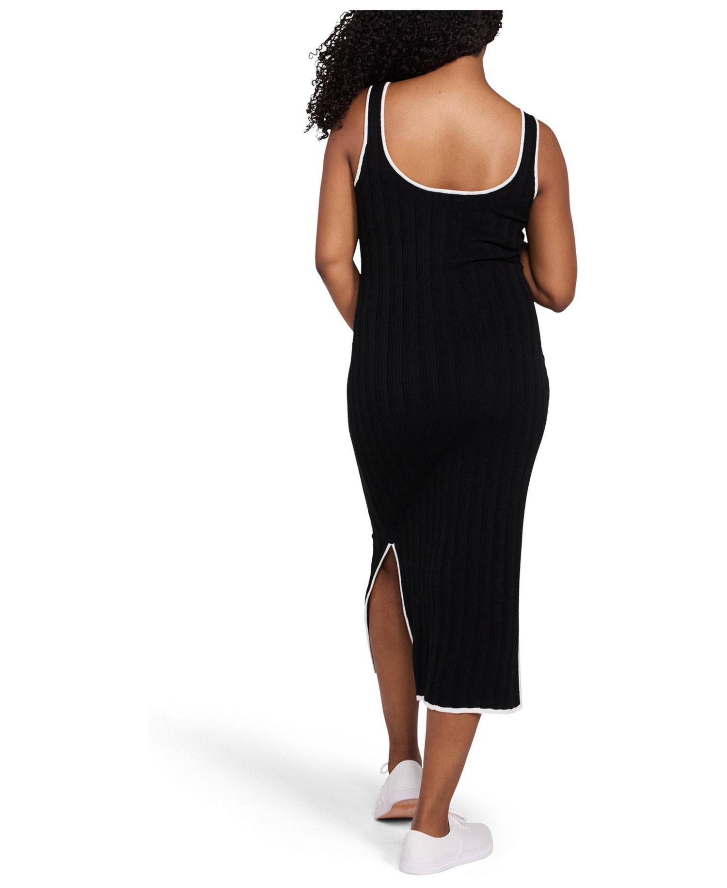 Women's Motherhood Sleeveless Nursing Henley Midi Dress