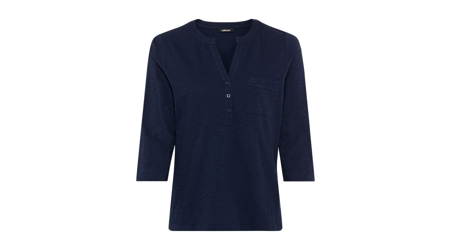 Женская футболка Olsen Solid Henley, цвет: Чернильный синий — фото 4