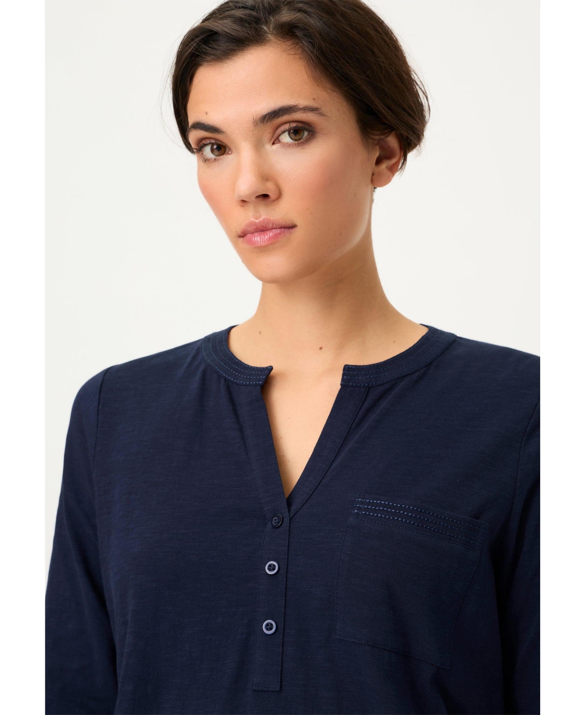 Olsen Women's Solid Henley T-Shirt