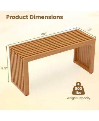 36 Inch Patio Bench All-Slat Acacia Wood Loveseat for 2 People 800 lbs Capacity