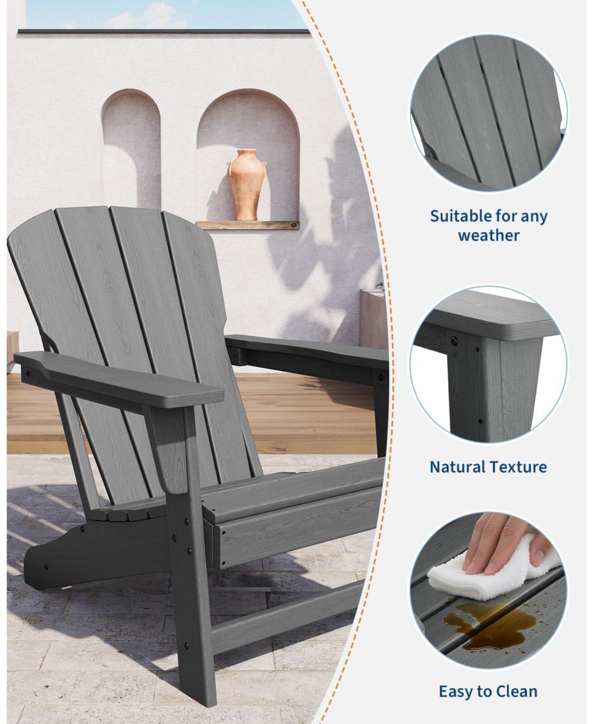 gaomon Modern Hdpe Plastic Adirondack Chair Set of